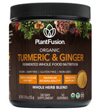 PlantFusion Turmeric and Ginger Drink Mix - Fermented Whole Food Nutrition, Herbal Supplement Powder with Curcuminoids - USDA Certified Organic, Non-GMO, Vegan, Gluten-Free, 4.76 oz 30 Servings