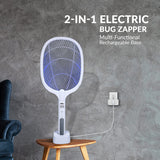 2 in 1 Electric Bug Zapper, Mosquitoes Trap Lamp & Racket, USB Rechargeable Electric Fly Swatter for Home and Outdoor Powerful Grid 3-Layer Safety Mesh Safe to Touch, Pack of 4