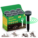 6pk Solar Upgrade Mole Repellent for Lawns Gopher Repellent Ultrasonic Powered Snak Repellent Deterrent Mole Repeller Mole Repellent Outdoor Lawns Yard Garden All Pests Stakes Chaser Sonic Spikes