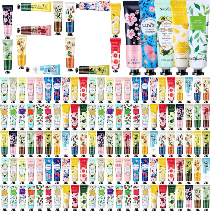 Dansib 120 Pack Hand Cream Gifts Set for Women Mini Lotion Travel Hand Lotion Hand Cream Bulk, Scented Lotion for Dry Cracked Hands for Mother's Day, Birthday and Baby Shower Party Favors, 30 Styles
