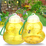 Wasp Trap Outdoor Hanging, Bee Traps Catcher & Deterrent Killer Insect Catcher, Non-Toxic Reusable Hornet Yellow Jacket Trap Hanging (Yellow, 2 Pack)