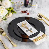 NZVCN 50 PCS Black Disposable Plastic Dinner Plates, 10.25“ Heavy-Duty Party Plates Round Dessert Plates Plastic Dinnerware for Wedding, Party