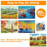 5 Packs 16 Piece Large Jigsaw Puzzles for Elderly Dementia Alzheimer's Products Activities, Alzheimer's Puzzles Cognitive Games for Adults Elderly Seniors with 5 Storage Bags