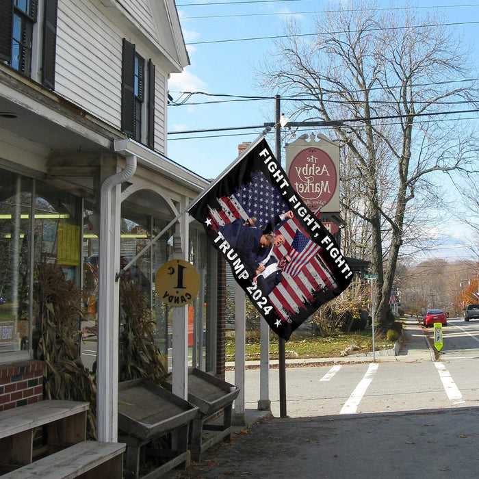 Fight Fight Fight Trump Flag Trump 2024 Fight Flag 3X5 Feet Indoor and Outdoor Flag with Brass Grommets Pennsylvania Rally Shooting Ears Survivors Trump Flag