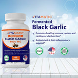 Vitamatic 3 Pack Fermented Black Garlic Extract 1000 mg 60 Capsules - Non-GMO, Gluten Free - Antioxidant and Cholesterol Support (Total 180 Capsules)