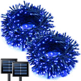 JMEXSUSS 2 Pack Blue Solar Christmas Lights: 100 LED 42.7ft Solar Halloween Lights Outdoor, 8 Modes Solar String Lights for Halloween Christmas Tree Gardens Party Outside