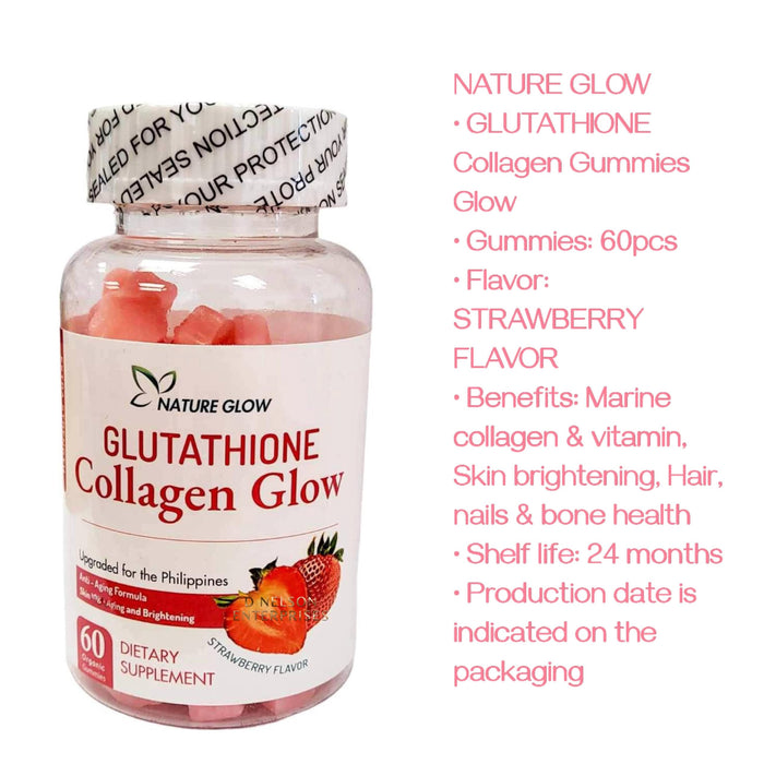 Generic Nature Glow Glutathione Collagen Glow Strawberry Flavor, 60 Organic Chewable Gummies