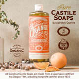 Carolina Castile Soap Orange Castile Soap - 32 oz Olive Oil Soap - Certified Organic Cocoa Butter Soap in Refill Size Citrus Soap works great as Organic Body Wash