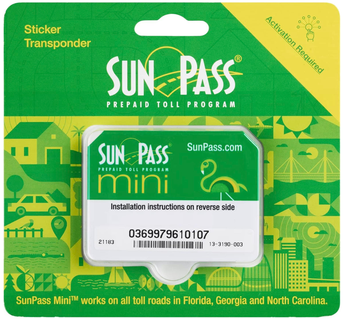 Toll Consignment Sticker Transponder Direct SunPass Mini Sticker for Florida Toll, w/Registrati