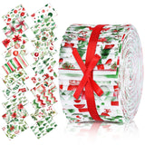 Hosuly 40 Pcs Christmas Fabric Patchwork Roll Red and Green Quilting Fabric Roll up Xmas Fabric Quilting Strips 2.55 Inch Precut Patchwork Roll for Craft Sewing DIY Crafts