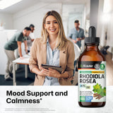 BIO KRAUTER Rhodiola Rosea Supplement Liquid - Organic Rhodiola Rosea Extract - Vegan Adaptogenic Drops for Mood & Brain Support - Alcohol & Sugar Free Rhodiola Tincture 4 Fl.Oz.