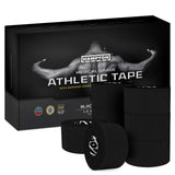 Hampton Adams (8-Pack 45ft Rolls Black Sports Medical Athletic Tape - No Sticky Residue & Easy Tear - for Athletes, Trainers & First Aid Injury Wrap: Fingers Ankles Wrist - 1.5 in x 15 Yards per Roll