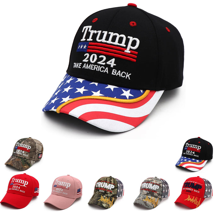 Trump 2024 Hat MAGA Hat Embroidered Take America Back Donald Trump Slogan USA Adjustable Blue Baseball Cap for Woman Men