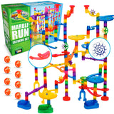 Marble Genius Marble Run - 300 Complete Pieces Maze Track Christmas Toys for Adults, Teens, Toddlers & Kids Aged 4-8 Years Old, (181 Translucent Marbulous Pieces + 119 Glass-Marble Set), Extreme Set