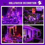 JMEXSUSS 2 Pack Purple Solar Lights Outdoor Waterproof, Total 400 LED 151FT Solar Halloween Lights, 8 Modes Purple Halloween Lights for Outside Patio Yard Christmas Tree Halloween Decorations