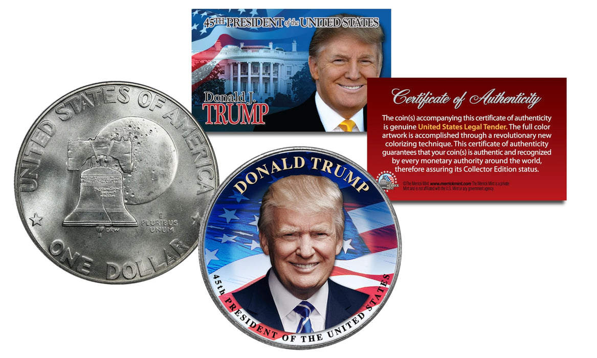 Donald Trump 45th President 1976 Bicentennial IKE U.S. $1 Dollar Large Coin COA