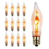 OHLGT Flicker Flame Light Bulb 12 Packs for Hallowwen Christmas Decorative 3 Watt, 120V, E12 Flame Candelabra Light Bulbs