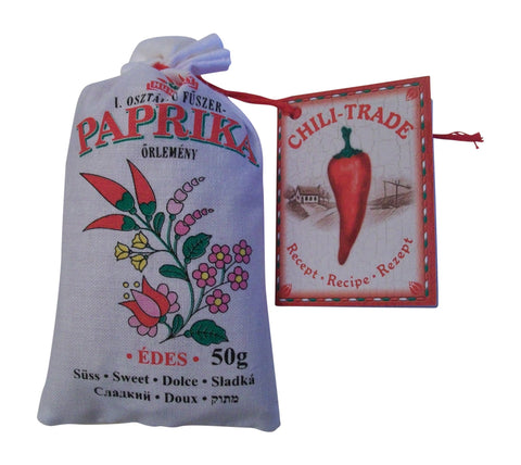 CHILI-TRADE KFT. Hungarian Sweet Paprika (50g/1.76oz) in Traditional Folk Canvas Bag, Imported From Hungary