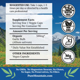 Pure Mountain Botanicals Garlic Pills - Kosher Vegan Capsules with 500mg Organic Garlic Allium Sativum Supplement