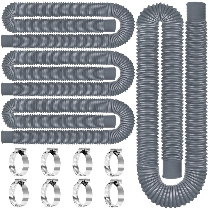 Btanadi 1.5" x 59" Above Ground Pool Hoses Heavy Duty, Replacement Hose Leak-Proof for Filter Pumps & Salt Systems, Pool Hoses for Above Ground Pools with 8 Metal Clamps（Gray,4Pcs)