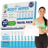 Body Wipes for Adults Bathing No Rinse 20 Count Travel Wipes - 9" x 12" Thick Cleansing Wash Wipes - Disposable Washcloths for Camping & Elderly Incontinence