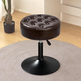 Furniliving Mid-Century Tufted Adjustable Swivel Makeup Ottoman Stool; Modern Big Size Round Vanity Stool Chair for Bedroom Living Room (BlackBrown)