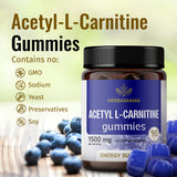 Acetyl L-Carnitine 1500mg Gummies - Daily Energy Gummies to Support Cognitive Mental Sharpness & Immune System Function - 90 Blueberry Gummies per Bottle