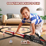 Hot Bee Train Set - Metal Train Toys with Luxury Tracks and Glowing Passenger, Christmas Train Sets for Around The Tree with Smokes, Lights & Sound, Toy Train Set for 3 4 5 6 7+ Years Old Boys Gifts