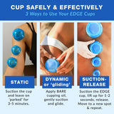 LURE Essentials Edge Cupping Therapy Set - Cupping Kit for Massage Therapy - Silicone Cupping Set - Massage Cups for Cupping Therapy, (Transparent 8 Cups - 2L, 2M, 4S, e-Book) - Blue