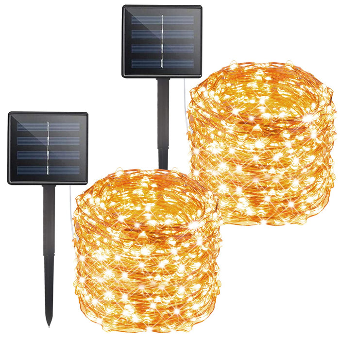 Solar String Lights Outdoor Waterproof, 2 Packs Total 132 Ft 400 LED Solar Fairy Lights with 8 Modes, Twinkle Solar Powered Outdoor Lights for Patio Yard Trees Wedding Christmas, Warm White