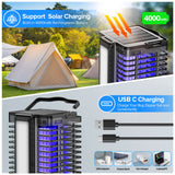 Bug Zapper Outdoor Indoor Solar 4200V Mosquito Zapper with Reading Lamp & 3600V Rechargeable Mosquito Zapper for Indoor Outdoor Patio