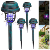 Qualirey 4 Pcs Solar Mosquito Zapper Outdoor Waterproof Solar Zapper Bug Outdoor Solar Powered Mosquito Killer Lamp Lighting Mosquito Repellent Lamp for Garden Yard Insect (Green Bronze)