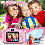 Goopow Kids Selfie Camera Toys for Girls Age 3-9, Digital Video Camera Toy with Protective Cover,Christmas Birthday Festival Gifts for 3-9 Year Old Girls Boys- 32GB SD Card Included (DC-H21-PINK)