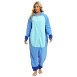 Wishliker Adult Onesie Animal Pajamas Halloween Cosplay Costumes Party Wear Blue XL