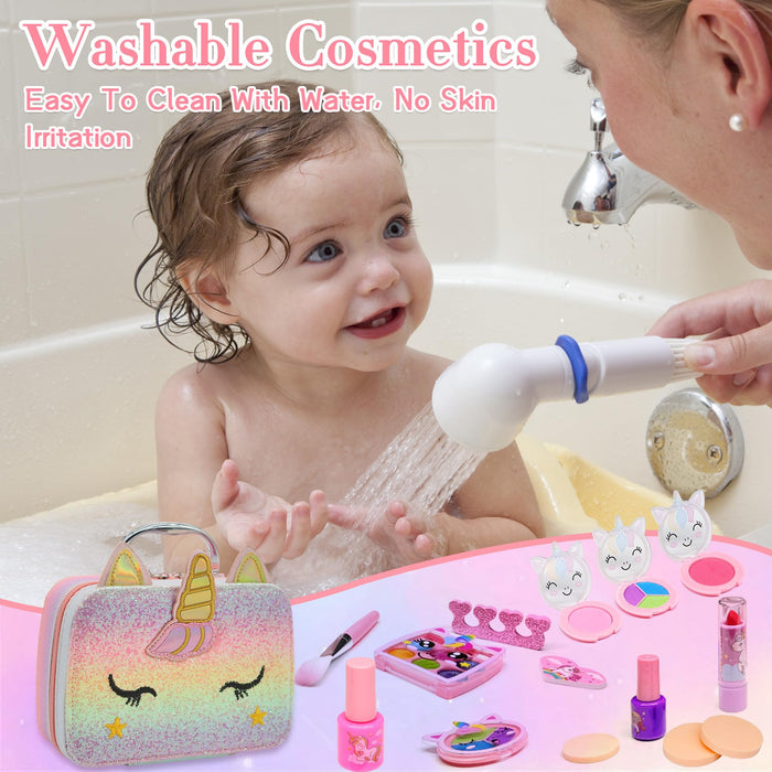 Aimidola Kids Makeup Kit for Girl - Washable Non Toxic Kid Make Up Toys, Little Girls Play Makeup Set, Kids Toy for Toddlers Children Princess, Christmas Birthday Gift for 4 5 6 7 8 9 10 Year Old Girl