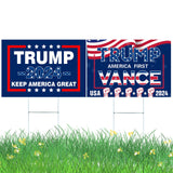 Trump Vance 2024 Yard Sign,18x12In Campaign Signs With H-Stakes Placard Sign For Outdoor Garden Lawn Parade Handheld Rally Decorations