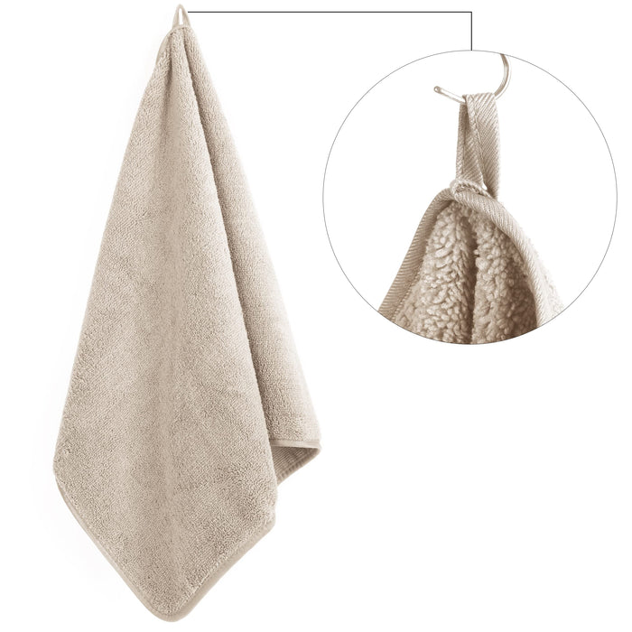 POLYTE Quick Dry Lint Free Microfibre Hand Towel, 40 x 76 cm, Set of 4 (Beige)