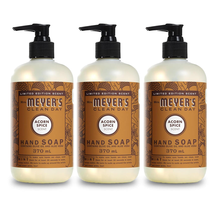 MRS. MEYER'S CLEAN DAY Hand Soap, Acorn Spice, Made with Essential Oils, 12.5 oz - Pack of 3