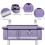 HOOMTREE Walker Basket Walker Bag with Cup Holder,Baskets Bag for Walkers for Seniors with Pockets,Walker Pouch Walker Accessories for Folding Walker,Rollator Walkers (Purple)