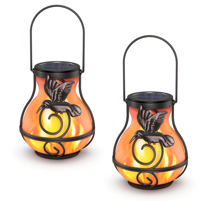 Solar Lanterns Outdoor Waterproof Hanging Hummingbird Flickering Flame