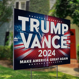 24"x18" 'Trump Vance 2024 Make America Great Again' Yard Sign with Stakes, Double Sided Political Yard Sign for Republican Party (Design 1)