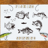 GLOBLELAND Fish Background Clear Stamps Fishing Decorative Clear Stamps Silicone Stamps for Crafting Paper DIY Scrapbooking Decor Clear Stamps and Dies for Card Making