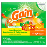 Gain Powder Laundry Detergent for Regular and HE Washers, Island Fresh Scent, 44 Loads, 45oz (Pack of 1)