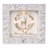 PIONEER-EFFORT Wooden Advent Calendar with Drawers and LED Lighting White Christmas Countdown Xmas Decoration