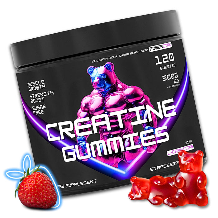 Creatine Gummies for Men & Women with L-Carnitine - 5g Creatine Monohydrate per Serving | Supports Muscle Growth | Recovery | Endurance | Strength and Workout Performance | Sugar Free | Vegan | 5000mg