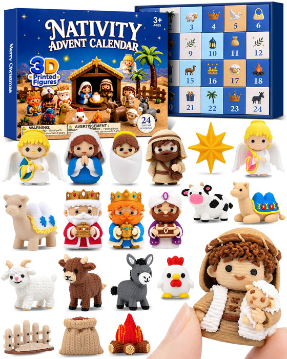 Nativity Advent Calendar 3D Printed Nativity Set Toys Gift for Toddler Kids