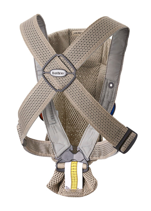 BabyBjörn Baby Carrier Mini, Gray Beige, 3D Mesh Newborn Carrier (7-25 lbs), Ergonomic, Easy-to-Use