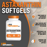 BulkSupplements.com Astaxanthin 12mg 180 Softgels - Astaxanthin Supplement - Astaxanthin Pills - Antioxidants Supplement - Eye Supplements - 1 Astaxanthin Softgel per Serving (180 Softgels)