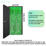 Green Tinsel Curtain Party Backdrop - GREATRIL Foil Fringe Streamers for St Patrick’s Day/Luau/Turtle/Hawaiian/Dinosaur/Ghost/Football/Christmas Decorations 2 Packs