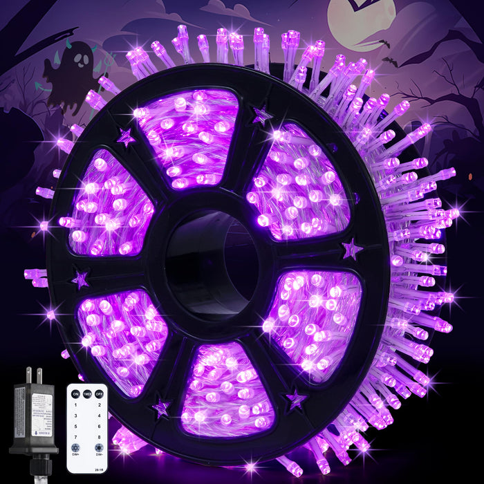 JMEXSUSS 600 LED Purple Halloween Lights Outdoor, 8 Modes Purple String Lights Indoor, 168ft Purple LED Christmas Lights Plug in for Bedroom Fireplace Party Halloween Christmas Tree Decorations